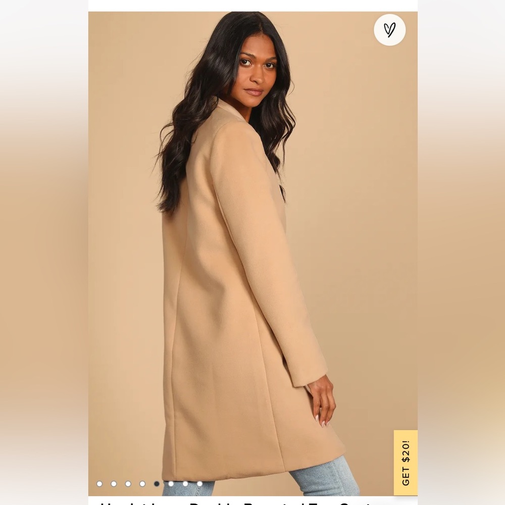 Harriet Long Double-Breasted Tan Coat - Picture 3 of 10